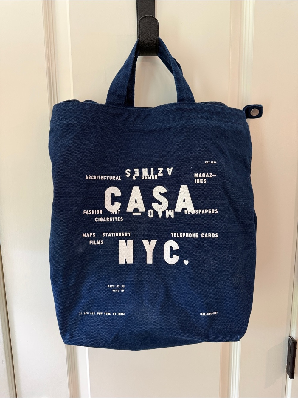 BAGGU CASA NYC Canvas Tote in Navy- CASA x Matt Willey-Used